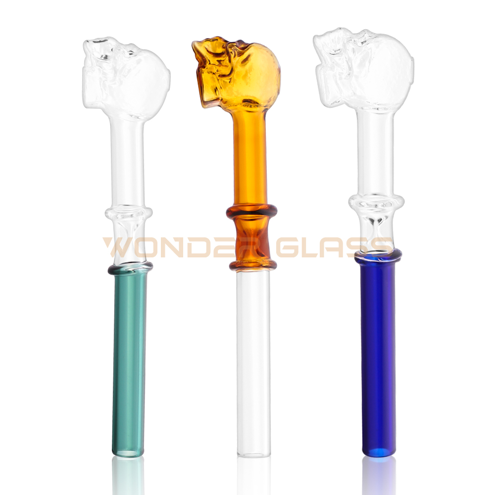GO804-6 skull Pyrex Glass Pipe Oil Burner pipe