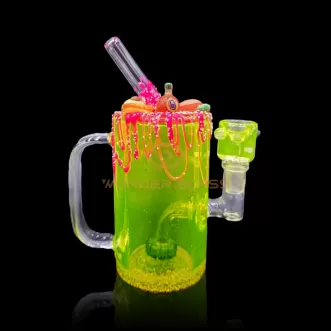 P2915 cup style glycerin pipe with handle and glow in the dark pipe original deisgn from wonder glass