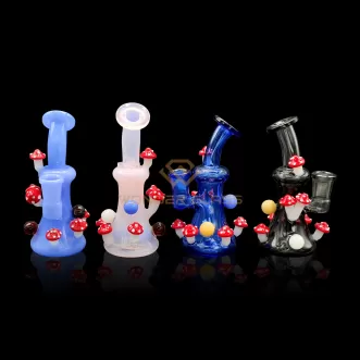 G076 mushroom mini glass bong with quartz banger with normal glass bowl optional